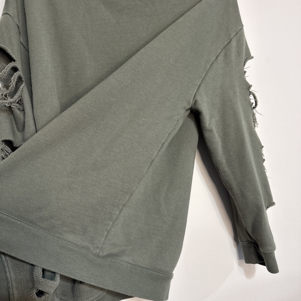 ALO Yoga Fade Distressed Pullover Crewneck‎ Sweatshirt Womens Size M Green #094 - Picture 10 of 16